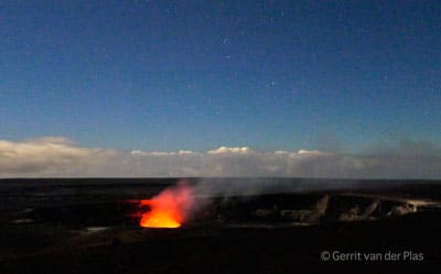 The glow seen from the Jaggar Museum Overlook in Hawaii Volcanoes National Park.