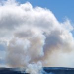 Halema'uma'u crater spewing smoke and ash