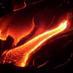 Flowing lava at the Kalapana flow field on the Big Island