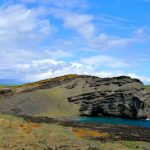 Green Sand beach on the Big Island as seen from the west, as you approach from South Point