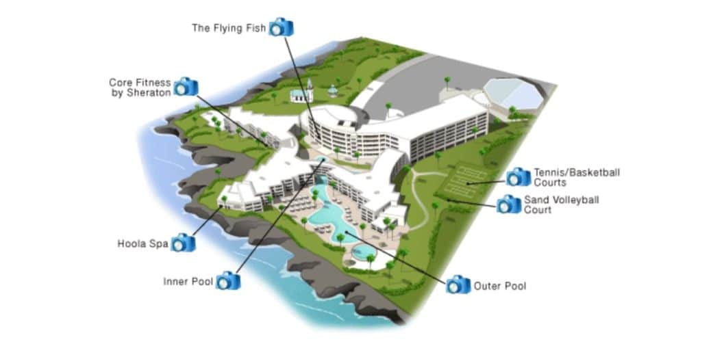 sheraton kona resort, sheraton keauhou resort, hawaii resort, map, big island