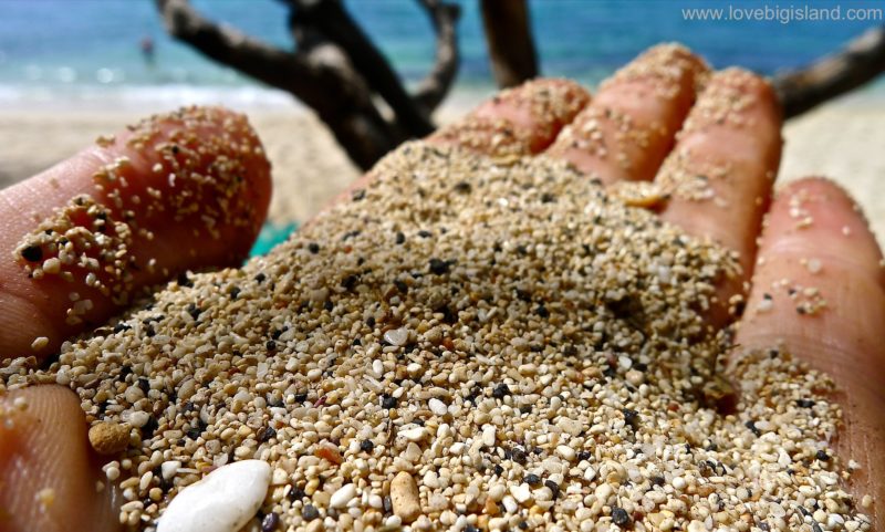 White sand close up at 69 beach on the Big Island