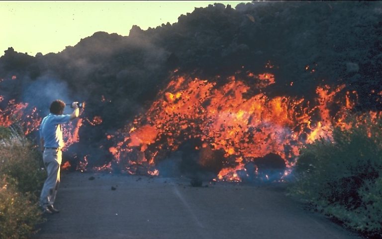 `A`a lava flow moves through the Royal Gardens subdivision.