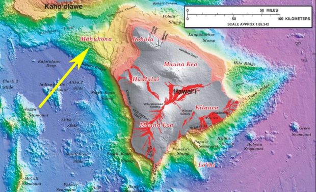 Bathymetric map of the Big Island