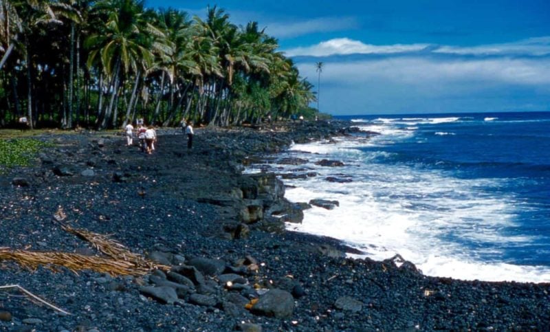 Black Sand Beach, big island, Hawaii, 1959