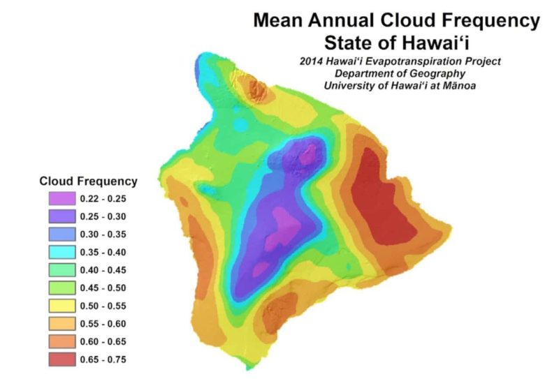 mean cloud coverage, weather, big island, hawaii