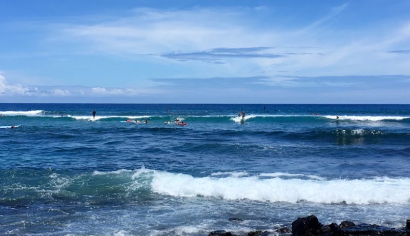 surfers at Kahalu'u beach park