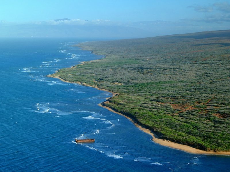 Kaiolohia (a.k.a. Shipwreck Beach) seen from the air