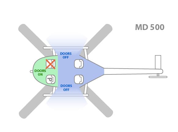 MD 500 helicopter cabin layout for tours out of Hilo