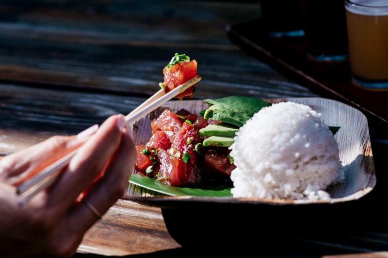 Poke bowl with tuna and rice