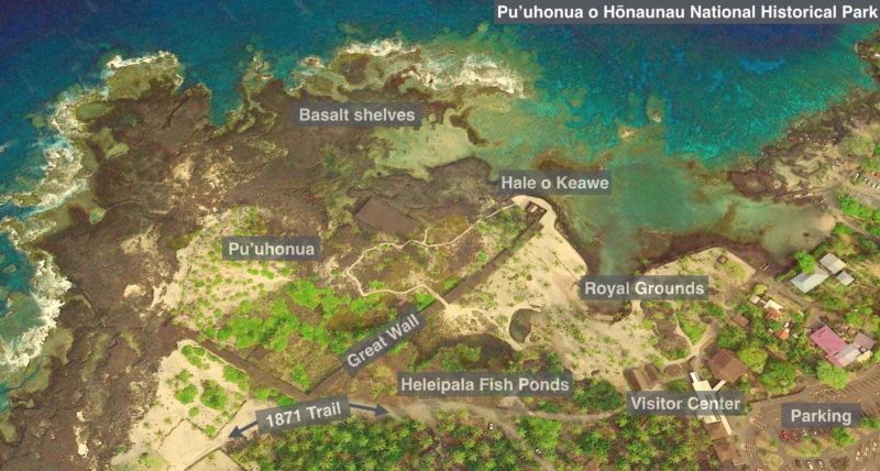 Annotated map of the Pu’uhonua o Hōnaunau National Historical Park