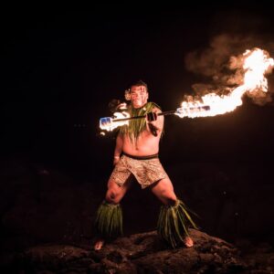 The Samoan Fire Knife Dance at the voyagers of the Pacific Luau