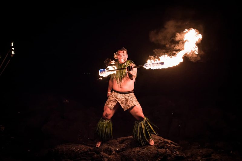 The Samoan Fire Knife Dance at the voyagers of the Pacific Luau