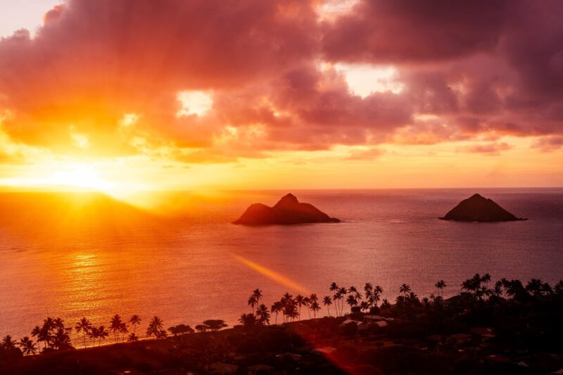 sunrise from lanikax pillbox on oahu