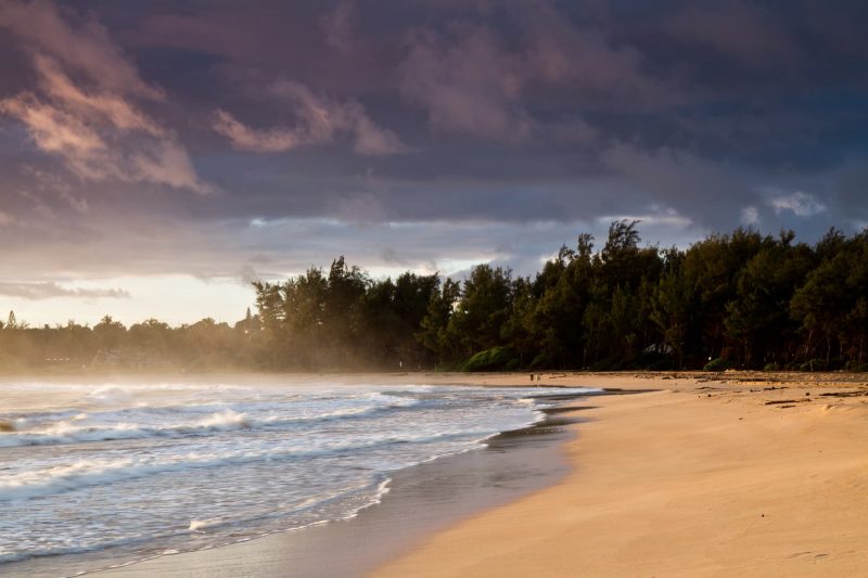 A windy sunrise at Anahola Beach