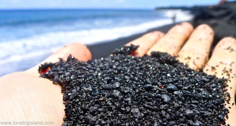 Black sand at the new beach at Kalapana