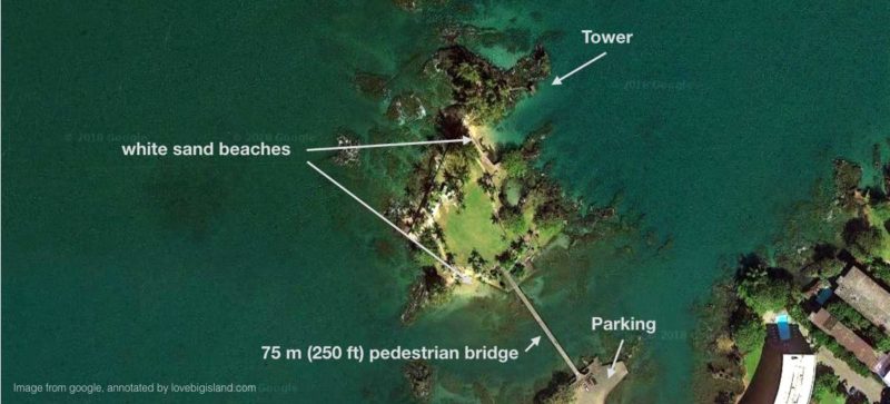 coconut island, hilo, mokuola, annotated map, big island