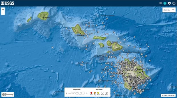 Seismic map for Hawaii