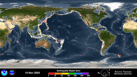 animation of ring of fire earthquakes