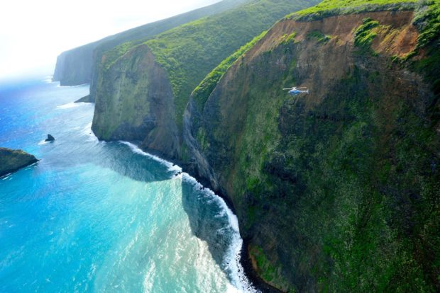 hawaii island kohala cliffs from helicopter