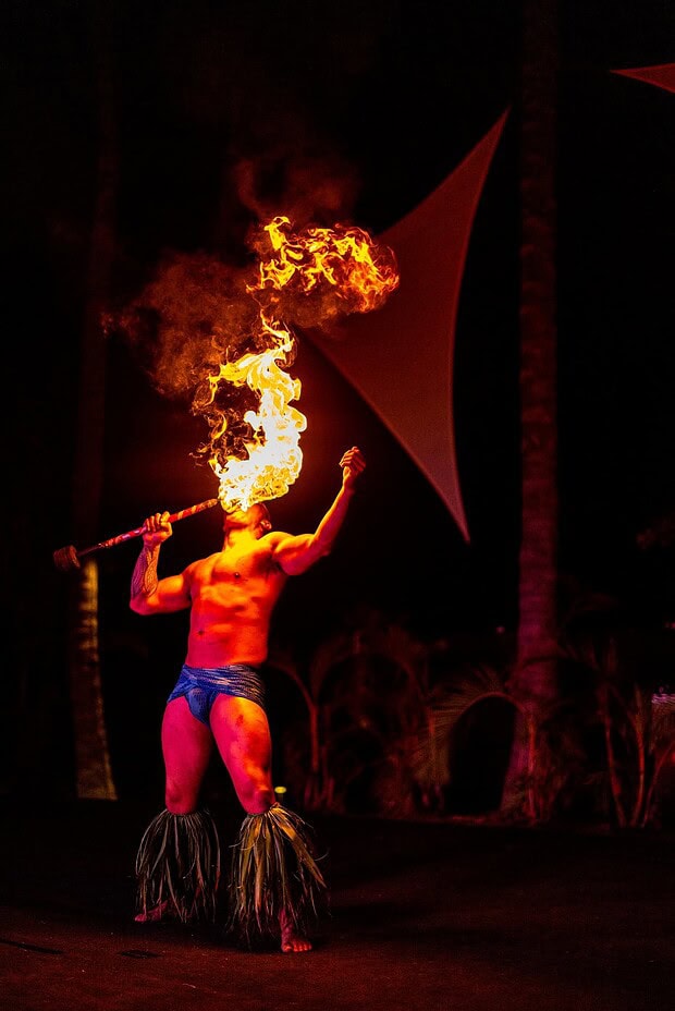 Fire dancer performing