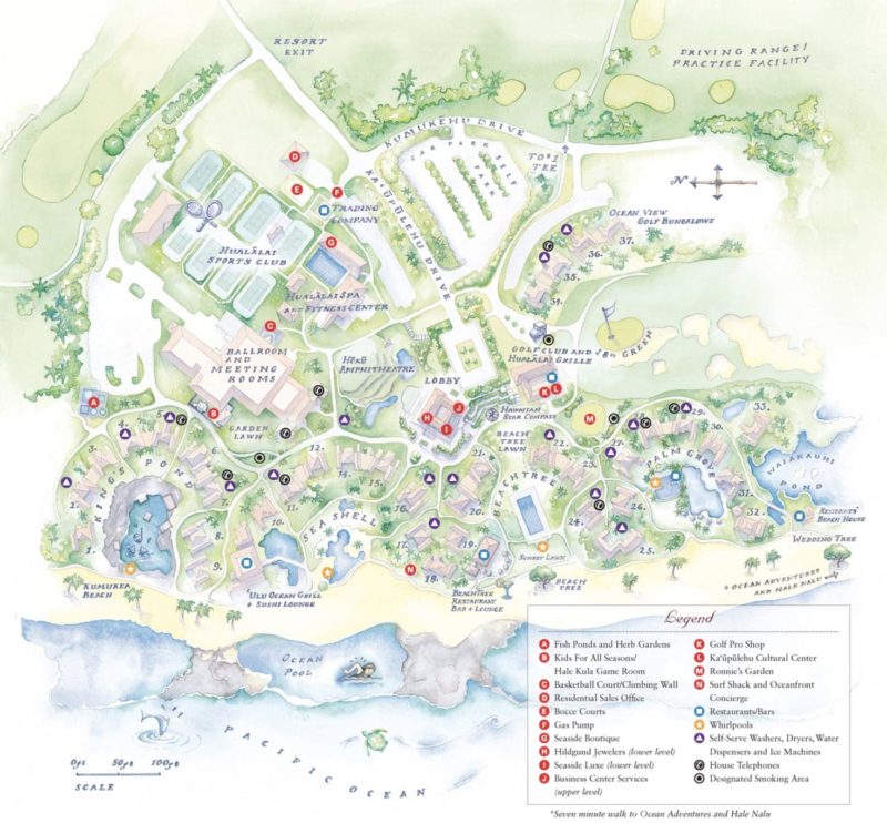 Resort map for the Four Seasons Hualalai