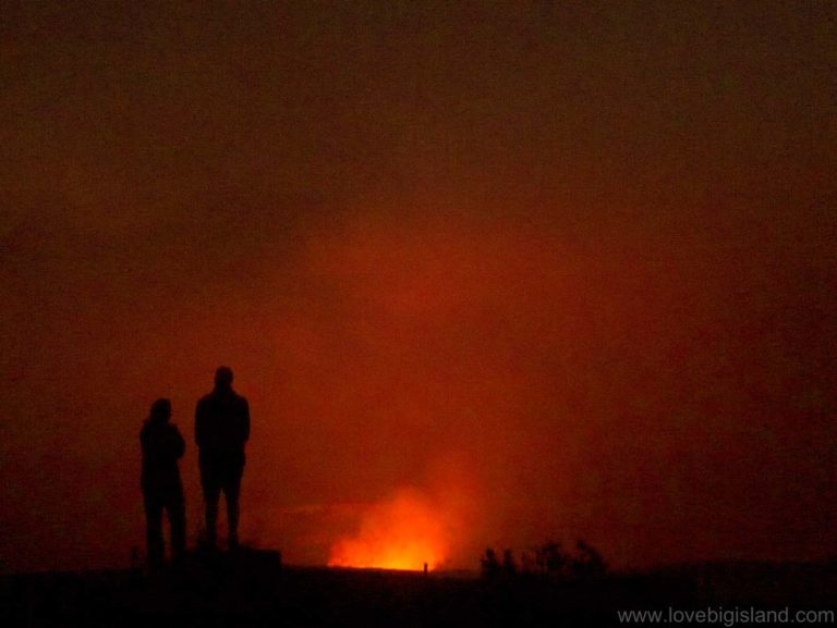 You can visit the Hawaii Volcanoes National Park at night to see the glow over the halema'uma'u crater at the jaggar mnuseum.