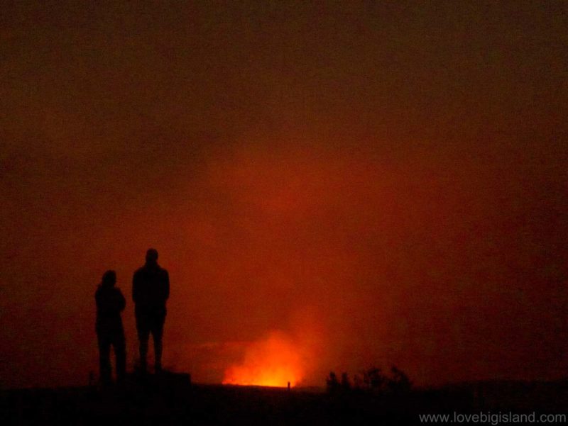 You can visit the Hawaii Volcanoes National Park at night to see the glow over the halema'uma'u crater at the jaggar mnuseum.