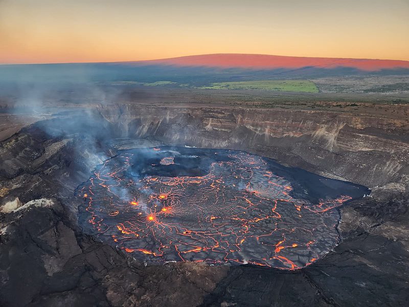 Aerial view of the new (2023) eruption within Halema‘uma‘u crater