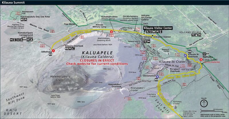 The Hawaiʻi Volcanoes National Park Summit Area Map (2026)