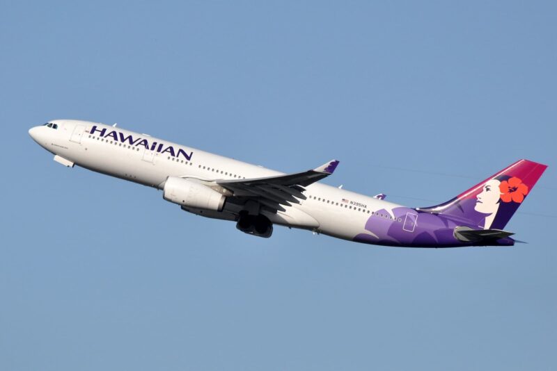 Hawaiian airlines airplane takes off