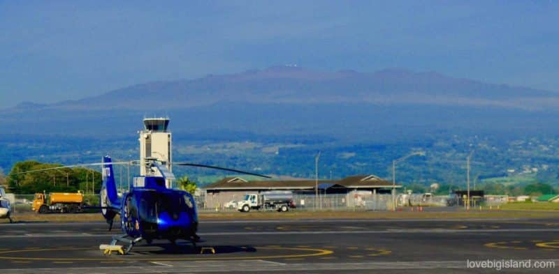 helicopter, hilo airport, big island hawaii, mauna kea telescopes