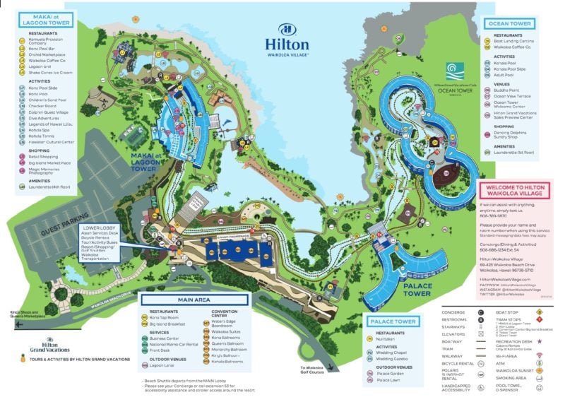 hilton waikoloa, resort map, hawaii, big island, kona