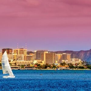 honolulu sunset from the water