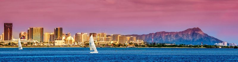 honolulu sunset from the water