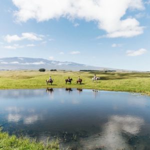 horseback tour group above waimea on the big island