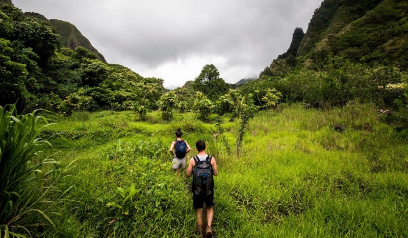 people hiking in Iao Valley