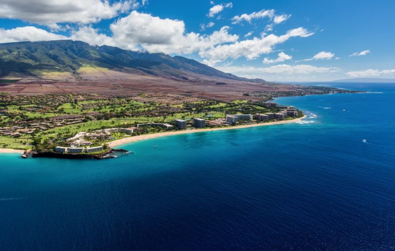 Aerial view of the Kaanapali Resort Area 