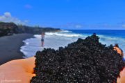 black sand, lava, kaimu beach, kalapana beach