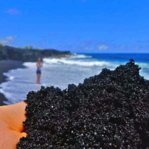 black sand, lava, kaimu beach, kalapana beach