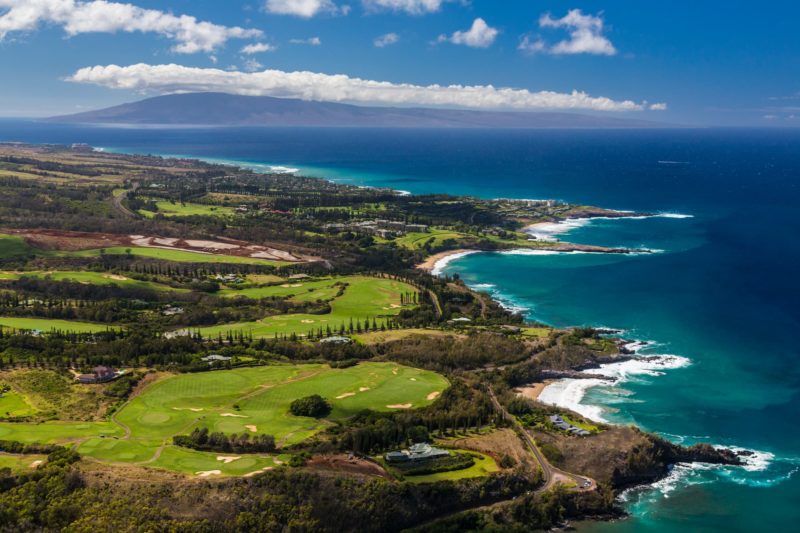 Kapalua golf course with Lanai in the background