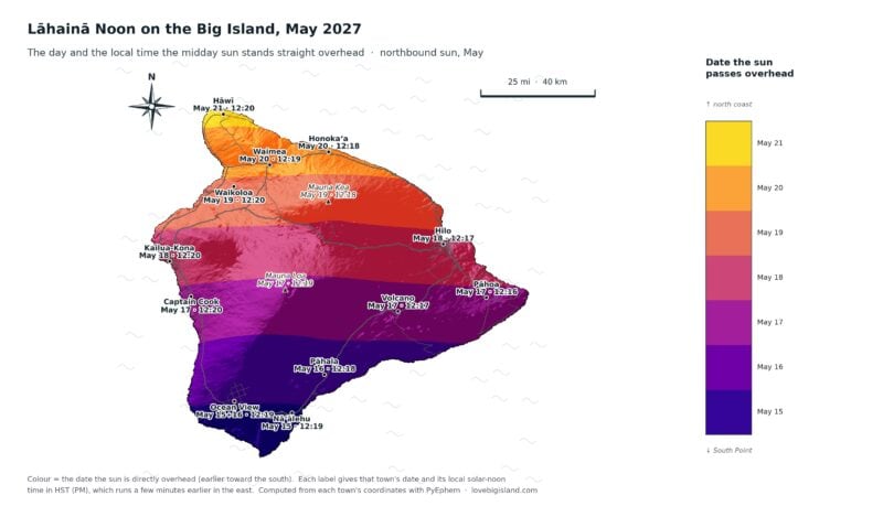 Big Island Lāhainā Noon dates and times, May 2027