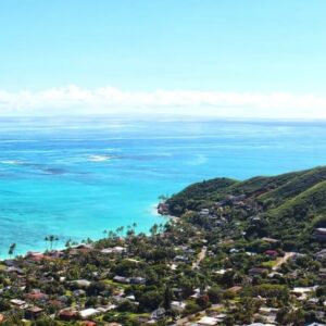 panoramic view of Lanikai and Bellows Field Beach Park