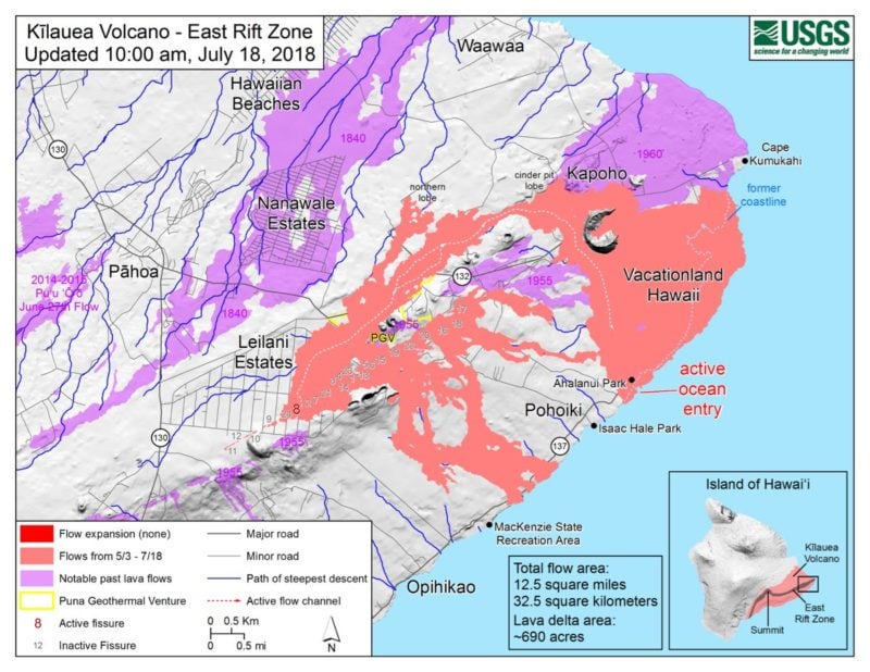 leilani estates, lava update, big island, hawaii, ocean entry, kapoho, green lake, kapoho bay, champagne ponds, LERZ, lower east rift zone eruption, ahalanui state park, ahalanui, hot ponds