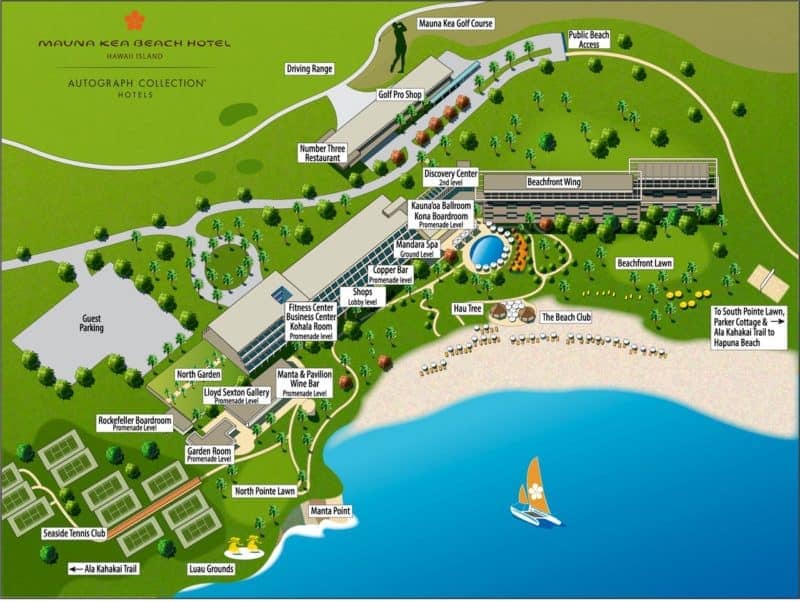 mauna kea beach hotel, mauna kea resort, hawaii resort, map, big island