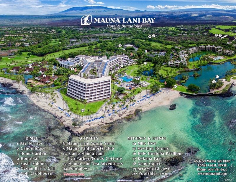 mauna lani resort, mauna lani hotel, big island, resort map, hawaii