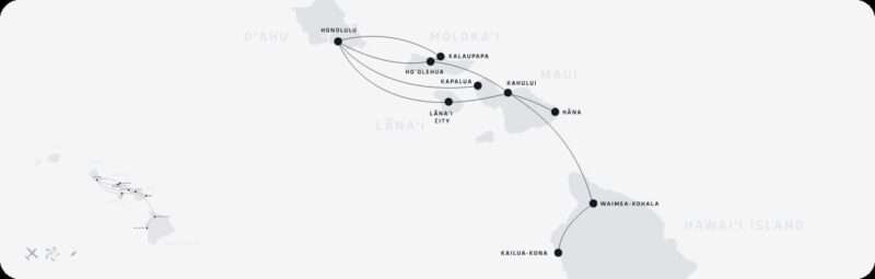 interisland flight map for mokulele airlines