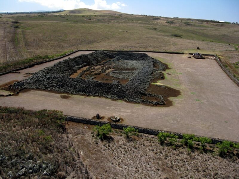 The Mo`okini Heiau as seen from the air