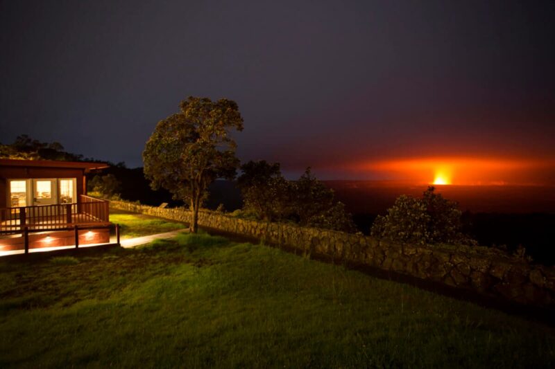 View from the Volcano House overlooking the Halemaumau crater.