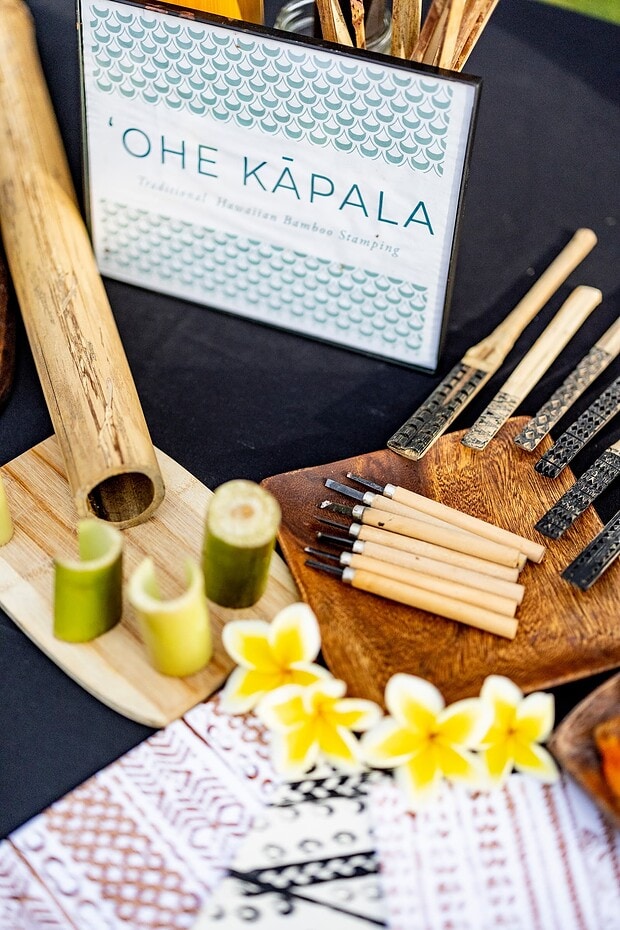 ʻOhe Kapala set (bamboo stamps and ink for printing)